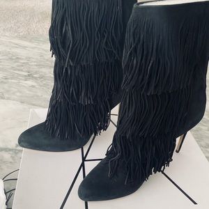 Paul Andrew Taos Suede Fringe Booties 40 New